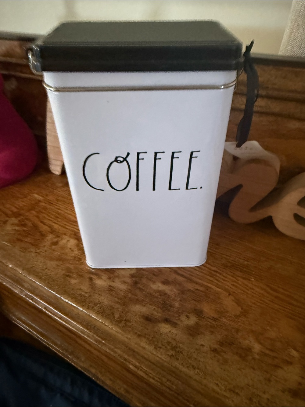 Rae Dunn Metal Coffee Storage Canister - White with Black Lid